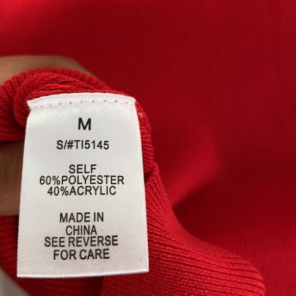 Red Knit Mock Neck Long Sleeve Top - Picture 5 of 5